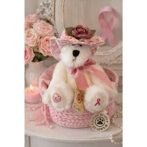 Boyds Bears Hope L Bearwell Plush Breast Cancer Pink Hat Limited Longaberger